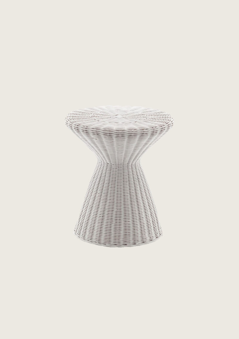 Tabouret Bolla 12 de Gervasoni en rotin laqué blanc mat