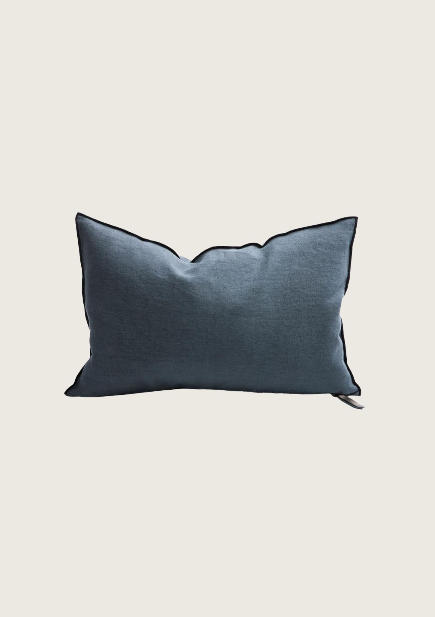 coussin vice versa black line lin stoned washed 40x60 encre