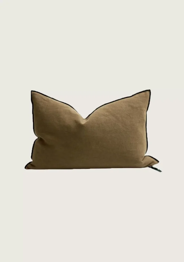 Coussin vice versa black line en lin Stone Washed 40x60cm , coloris Bronze