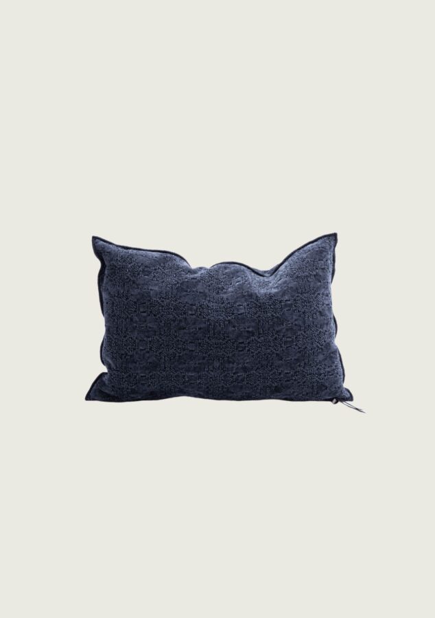 coussin vice versa jacquard stone washed kilim bleu nuit