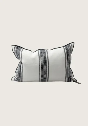 coussin vice versa en toile brodée cyclades 300 à rayures larges 40x60 noir