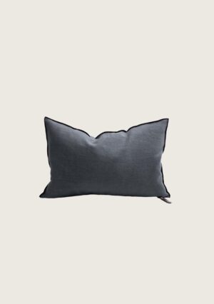 coussin vice versa black line lin stoned washed 30x50 charbon