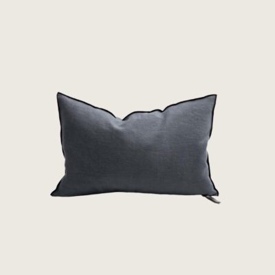 coussin vice versa black line lin stoned washed 30x50 charbon
