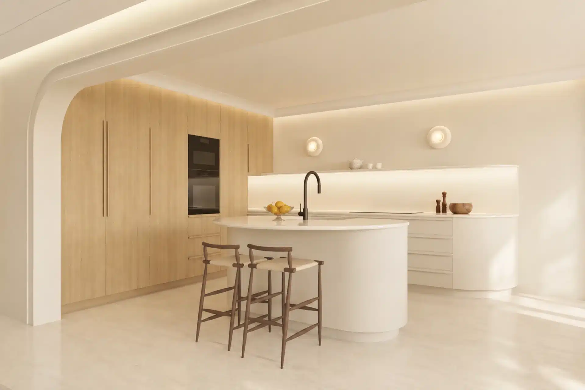 Projet floralies, Monaco, design d'intérieur et rendu 3D, espace cuisine