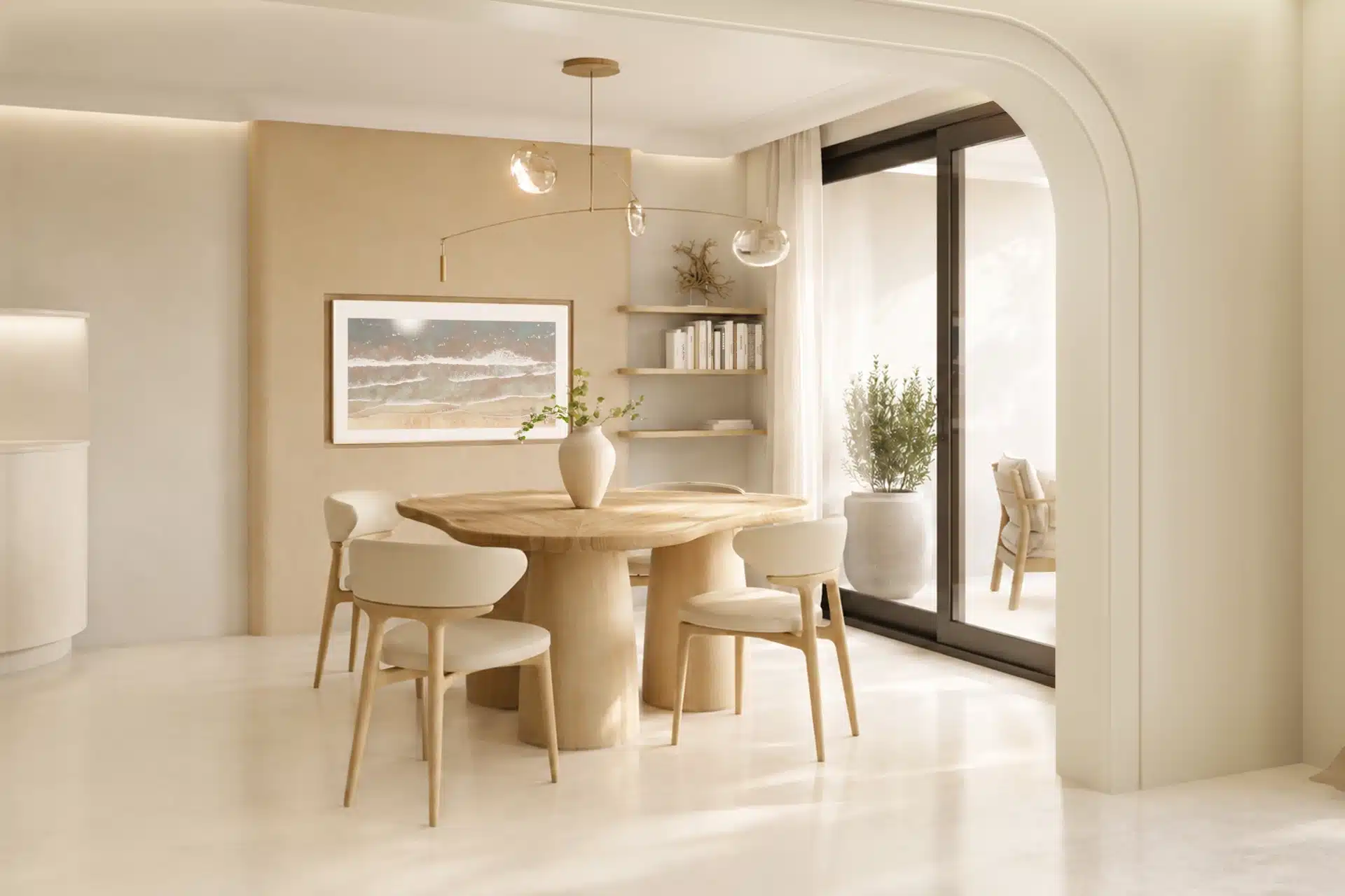 Projet floralies, Monaco, design d'intérieur et rendu 3D, espace salle a manger