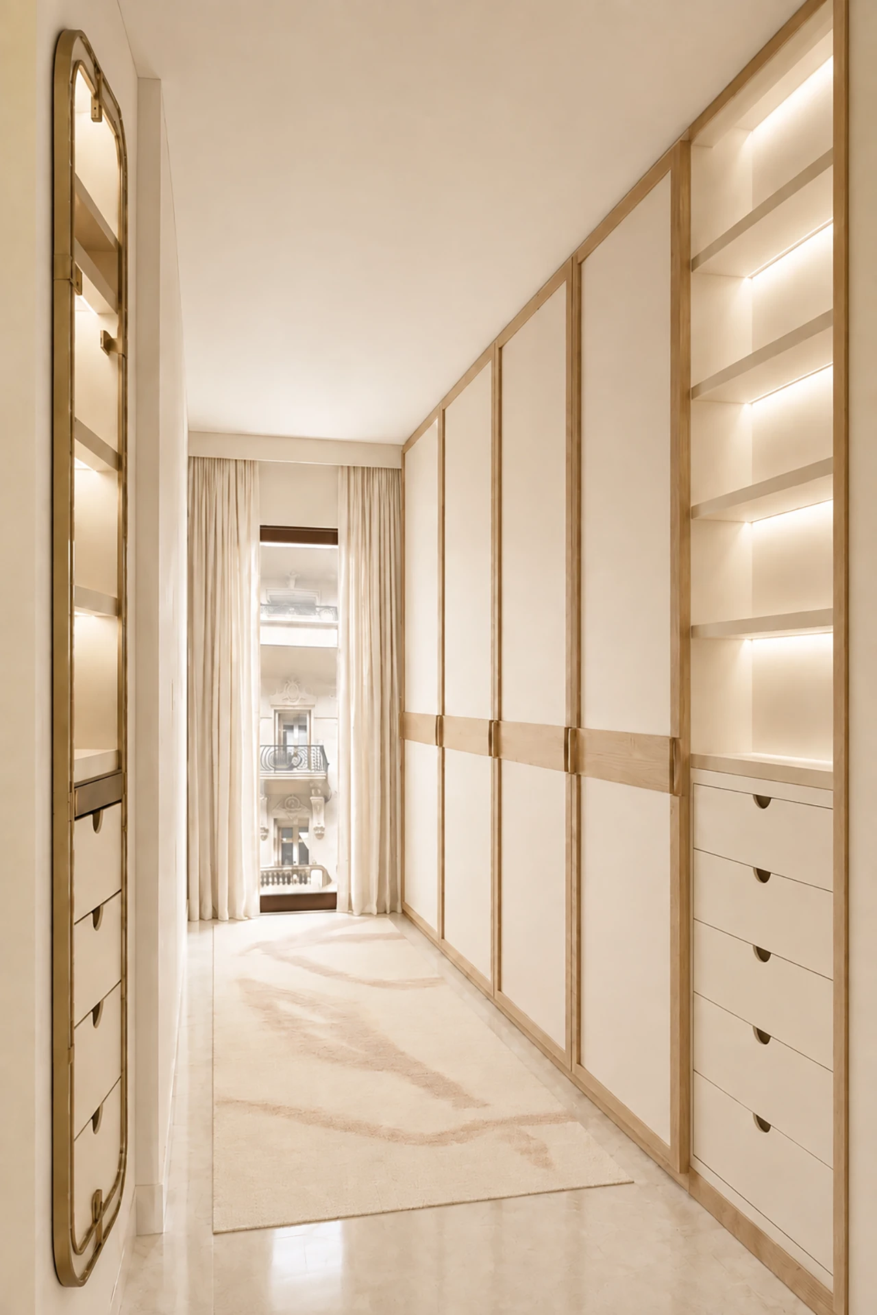 Projet floralies, Monaco, design d'intérieur et rendu 3D, espace dressing option 2, vue 1