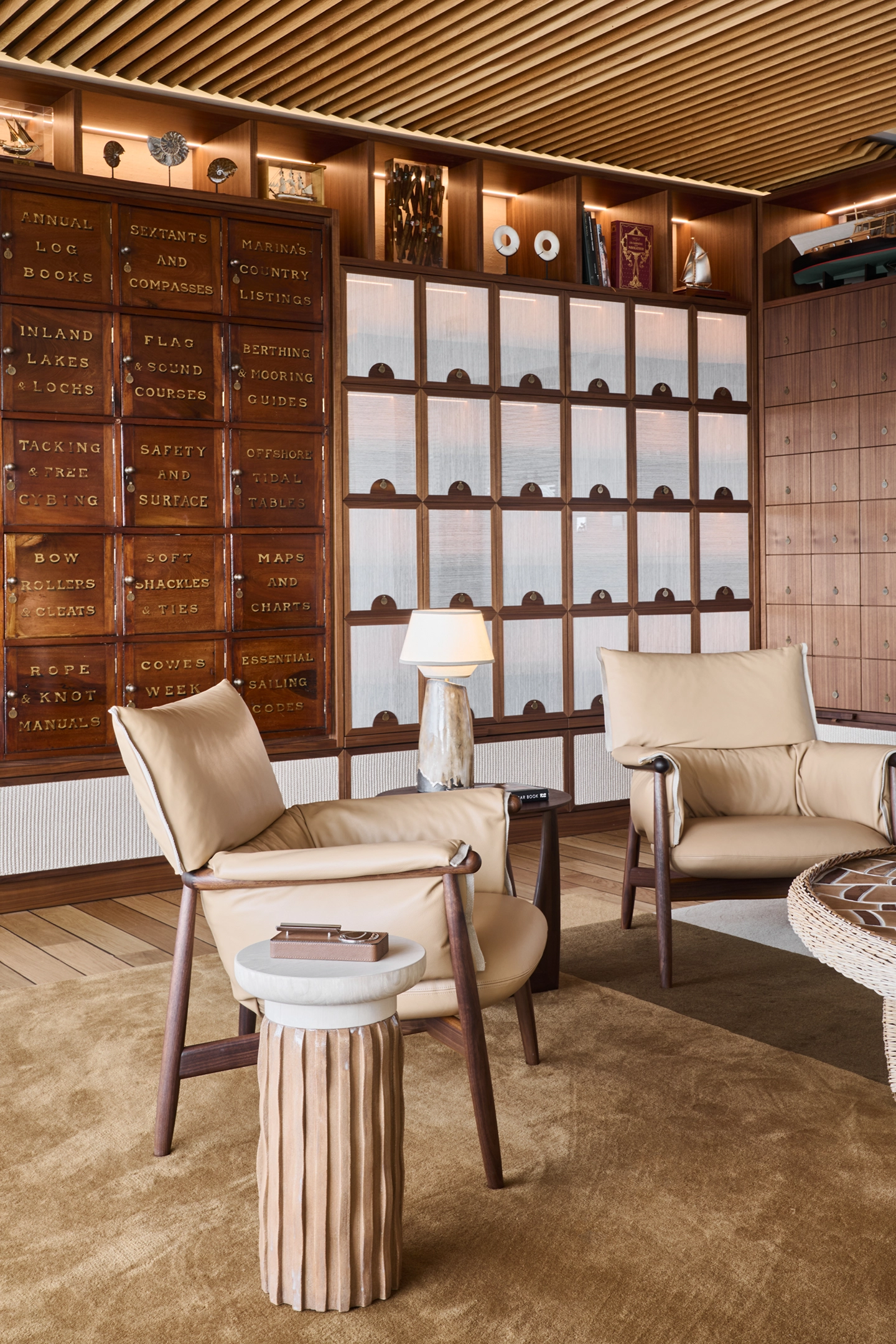 Projet Hemingway Cigare lounge, Yacht club de Monaco, espace lounge, espace lounge des casiers à cigares